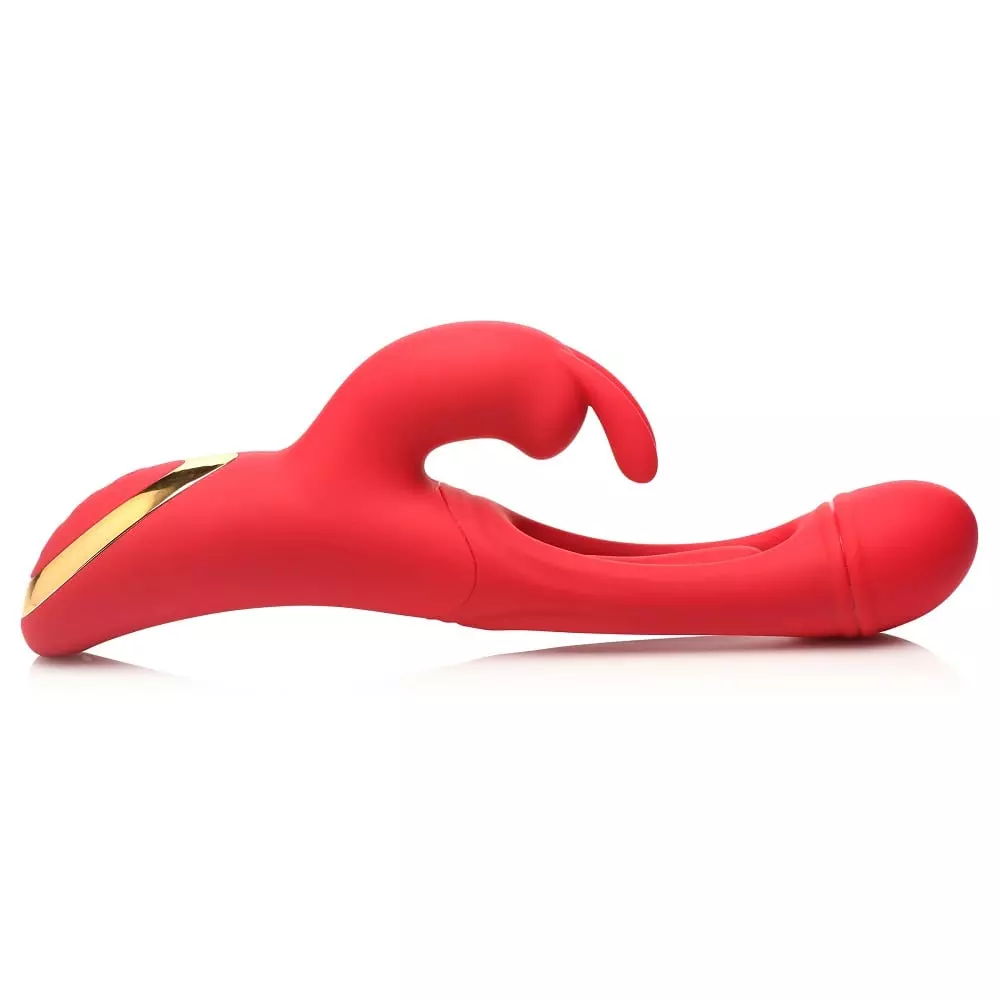 Inmi Flicking Rechargeable Silicone Rabbit Vibrator In Red